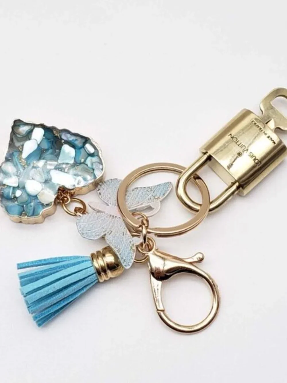 Authentic Louis Vuitton Gold Lock 🔒 Keychain Bag Unbranded Heart Charm LV
